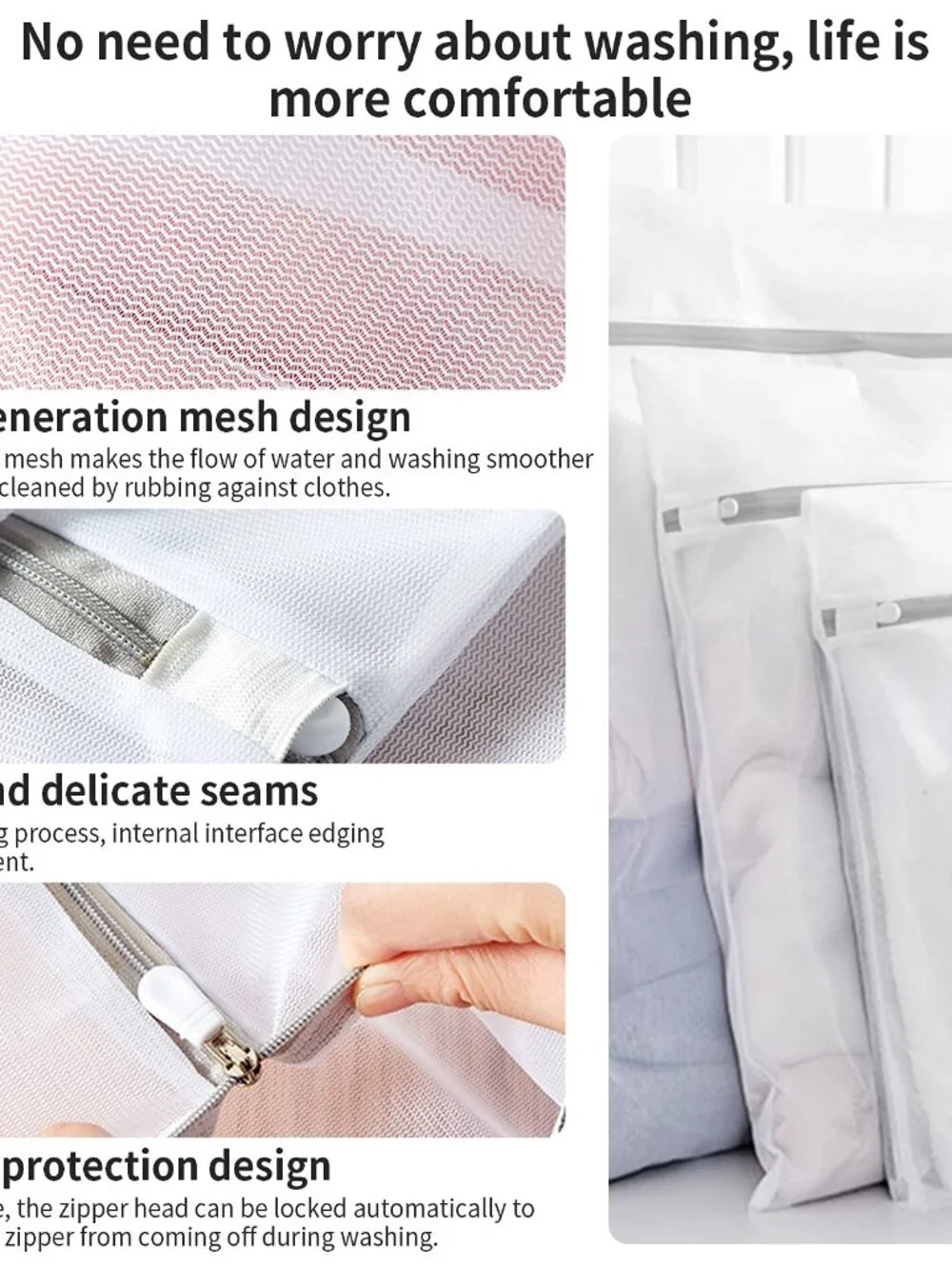 10 Pack Mesh Laundry Bags for Delicates with Non Rust Zipper- MDSXO White Laundr